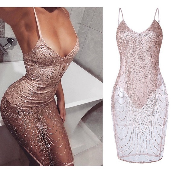 O prolly mesh sparkle bodysuit dress - Picture 2 of 2